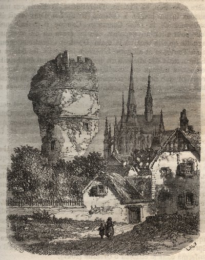 ガラードンの肩 - 12世紀に建てられたフェオデール塔 - Victor Duruy (1811-1894)の「Histoire de France」に掲載された彫刻 - 1882年 作： French School