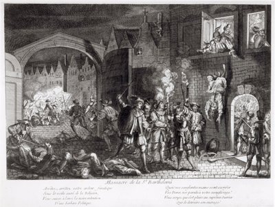 聖バーソロミューの日虐殺、1572年 作： French School
