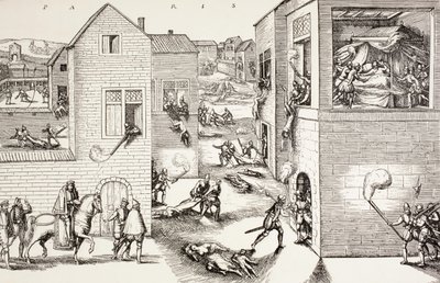 1572年8月のセントバーソロミューの大虐殺、ポールラクロワの「中世の軍事と宗教生活」によるロンドンc.1880の出版 作： French School