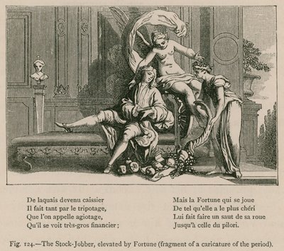 フォーチュン（時代の風刺画の断片）によって昇格されたストックジョバー 作： French School