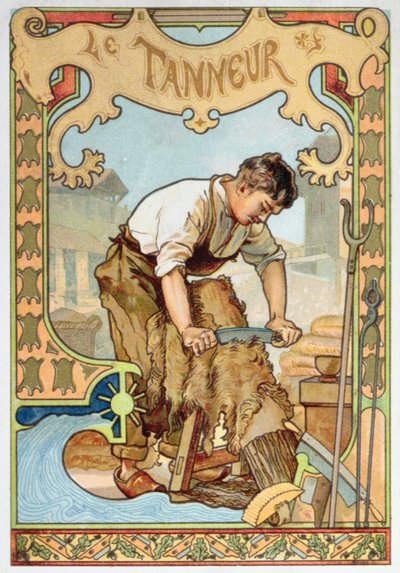 1899年頃に出版された工芸品の本に掲載されていた「タンナー」のイラスト（カラーリトグラフ） 作： French School