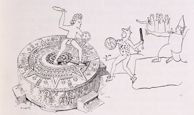 「新世界の古代都市」のコーデックスラミレスのテマラカティ、または剣闘士の石。クロードジョセフデザイアチャーニーのパブ。 1887 作： French School