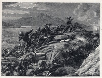 フランス革命時のテロ：1793年9月から12月にかけて、ナポレオン・ボナパルト大尉の軍隊がイギリス軍と同盟していたトゥーロン市を包囲したこと。 作： French School