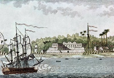 LAからのセントルイスの町、セネガル、R。ジェフロイ作、1814年 作： French School