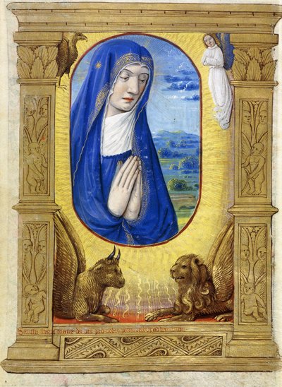 聖母の祈り、c.1500（ベラムに絵の具とインク） 作： French School