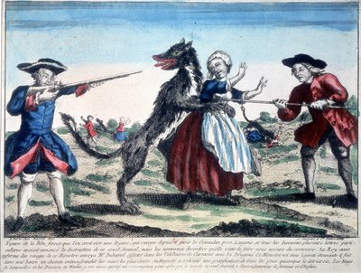 兵士に殺されたGevaudanの野獣 作： French School