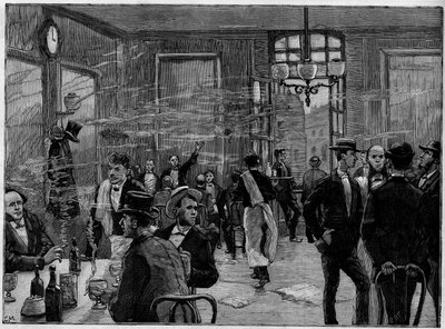 パリのモンマルトル通りにある店のコーヒーボーイ（1886年「the Illustrous World」掲載 作： French School
