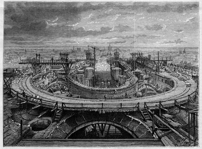 1886年、モンマルトルのサクレクール寺院の建設現場（『The Illustrous World』所収）。 作： French School