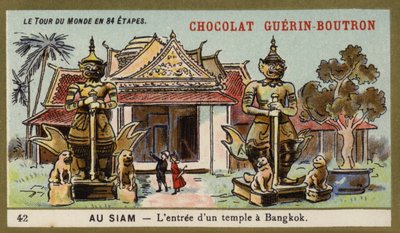 シャム・バンコクの寺院の入り口（クロモリト 作： French School