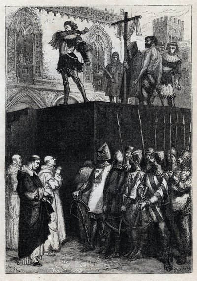 Conradin (or Conrad of Hohenstaufen) King of Sicily and Duke of Swabia (1252-1268) by Charles of Anjou after the battle of Tagliacozzo in 1268」（最後のシュタウファー家のシチリア王であるConradin (or Conrad the younger)の処刑、下記 作： French School