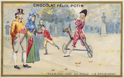 自転車の最初のアイデア、La Draisienne 作： French School