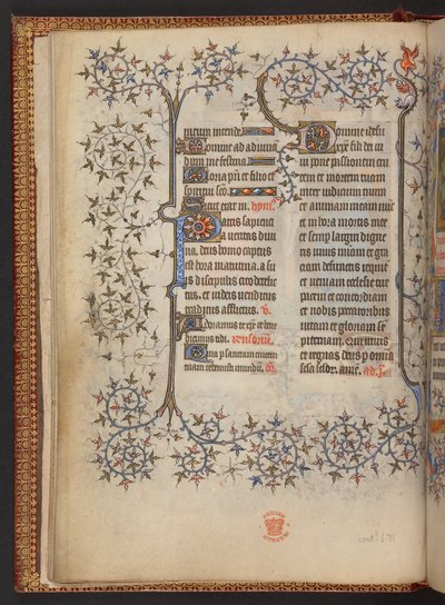フランス、MS 32454 f.8v.所収の「十字架の時」（時祷書）の第1葉 作： French School
