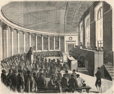 パリの法律学校で行われた競技中の大円形劇場 - Edmond Texier 1852年の「Tableau-de-Paris」に掲載されたエングレービング 作： French School