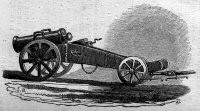 1859年のリソルジメントにおけるブッファローラ橋（イタリア）の戦いで使用されたオーストリア軍の榴弾砲。1859年6月18日付「Le Monde Illustré」114号に掲載された図版。 作： French School