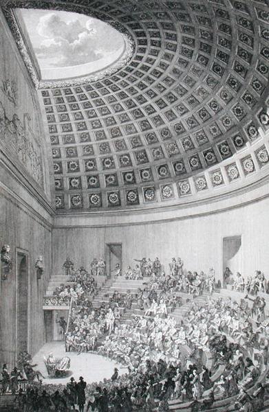 ローマのパンテオンを模した講義室（1780年発行の「パリの外科学校の説明」より）（彫刻作品 作： French School
