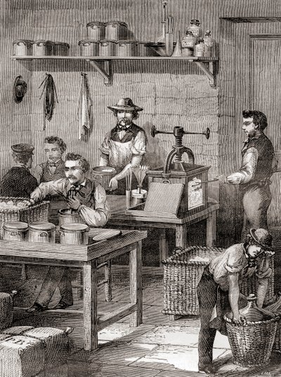 19世紀の銃用綿の製造風景（1870年頃発行の「科学の傑作」より）（彫刻 作： French School