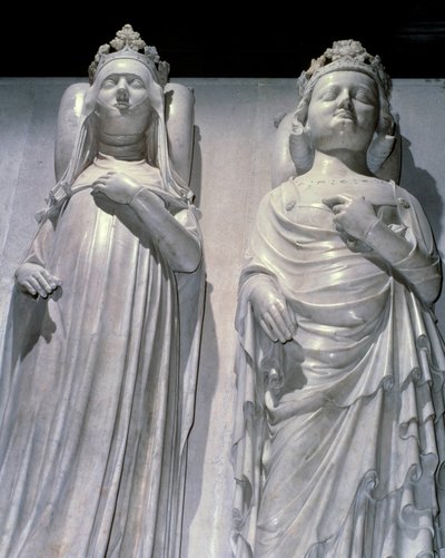 エヴルー王妃ジョアン(1307-1371)とシャルル4世ル・ベル(1294-1328)の大理石製の預かり物。王妃の命を受けてジャン・ド・リエージュ（1357～1381年頃に知られる）が作ったモービュッソンのものと同じモデルである。サン・ドニのバシリカ、王家のネクロポリス。 作： French School