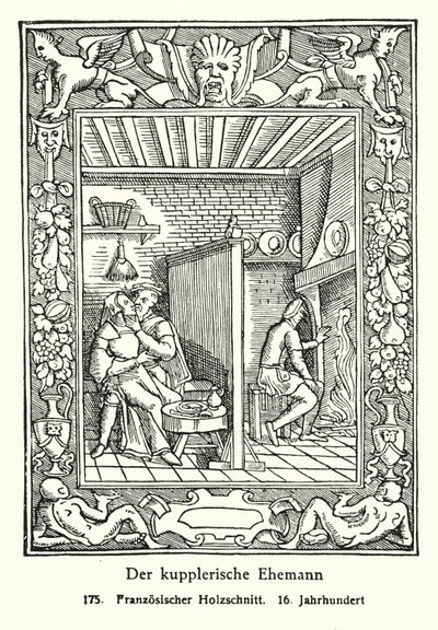 見合い相手の夫（木版画） 作： French School
