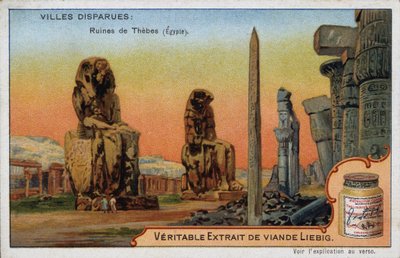 消えた都市：テーベ（エジプト）の遺跡 - リービッヒの広告ステッカー 作： French School