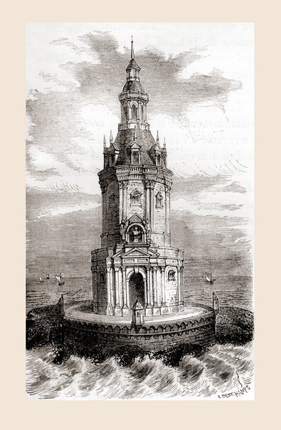 フランスのジロンド河口近くにある17世紀に建てられたコルドゥアン灯台（1870年頃発行の「Les Merveilles de la Science」に掲載されていたもの）。 作： French School