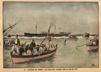 聖地ヤッファ（イスラエル）での男たちの巡礼。Le pelerin』1901年8月9日号掲載。セルバ・コレクション。 作： French School