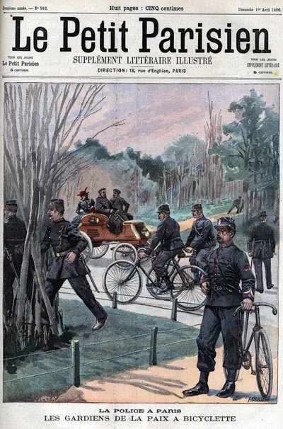 パリの警察、自転車に乗って平和を守る人たち。 作： French School