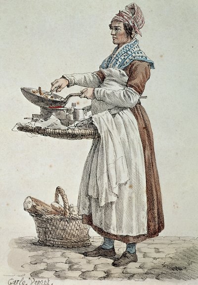 ソーセージ売り」（版画、フランス 作： French School