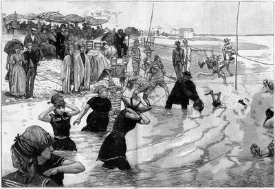 フランス・ノルマンディーの海岸でのマリーの時の海水浴場、"Le Monde Illustré "にて 作： French School