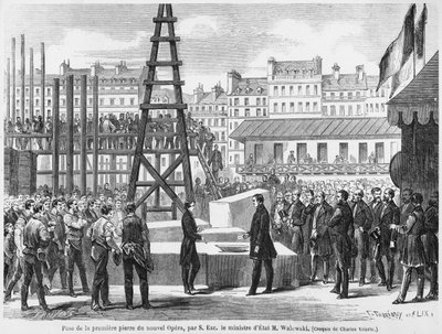 1862年7月21日、パリの新しいオペラ座の最初の石を置くワレフスキー国務大臣 作： French School