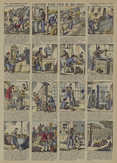 20フラン硬貨の物語（カラーリトグラフ 作： French School
