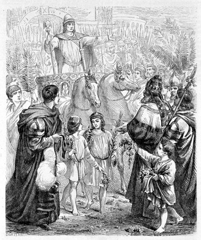 コンスタンティヌス（ローマ皇帝）の凱旋 - "ローマ教皇の歴史 "にて 作： French School