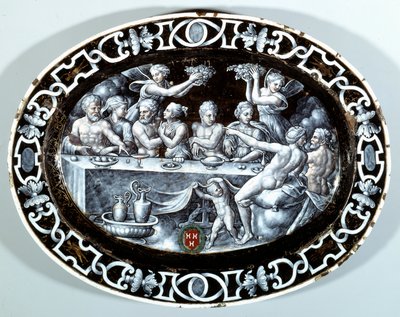 プシュケの婚礼の宴 フランス派の銅に塗られたエナメルの楕円形プラット1560年 パリ、ルーヴル美術館 作： French School