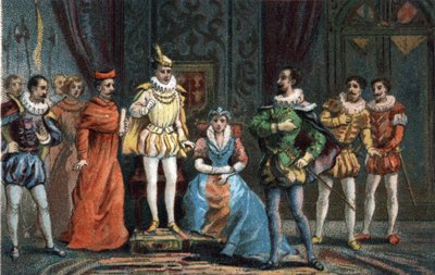 フランス王となった若き王子フランソワ2世（1544-1560）は、議会の代議員に対して、ギーズ公（フランソワ2世）を摂政に選ぶと宣言した。 作： French School