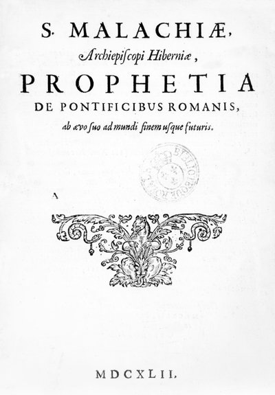 教皇の予言のタイトルページ、発行1662（活版印刷と彫刻） 作： French School