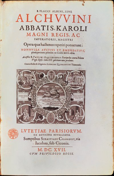 1617年に公開されたアルクインのチャールズアボット王のタイトルページ 作： French School