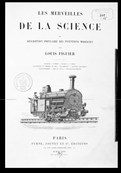 Les Merveilles de la Scienceのタイトルページ（Louis Figuier（1819-94）、FurneおよびJouvet発行、1867年） 作： French School