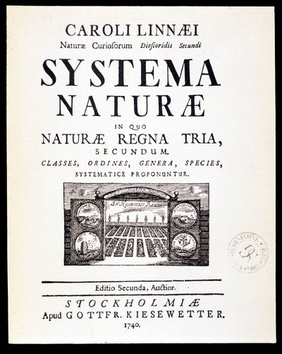 タイトルページ「Systema naturae」リンネ作 作： French School