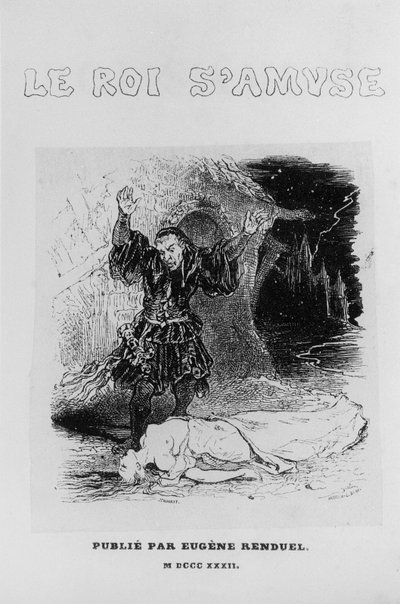 Le Roi samuseのタイトルページ、Victor Hugo（1802-85）、Eugene Renduel発行、1832年 作： French School