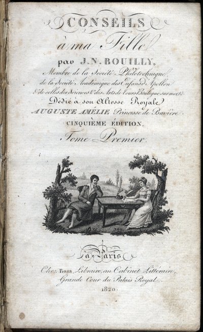 ジャン・ニコラ・ブイリー（1763-1842）の「娘への助言」のタイトルページ。1820.個人蔵。 作： French School