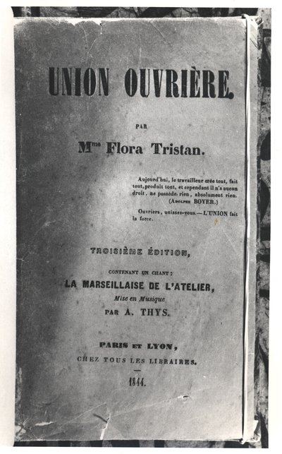 フローラトリスタン（1803-44）によるユニオンウブリエールのタイトルページ、1844年発行 作： French School