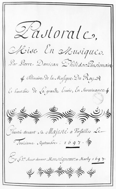 ピエールダニカンフィリドール（1681-1731）1697によるパストララーレのタイトルページ 作： French School