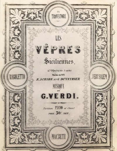 スコアのタイトルページI Vespri Siciliani 作： French School