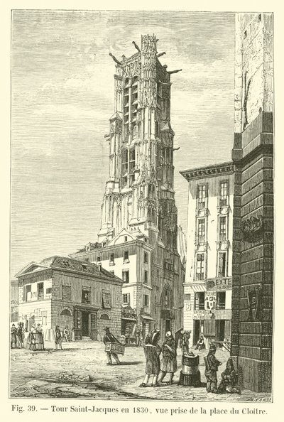 1830年のサンジャックツアー、クロワトル広場からの眺め 作： French School