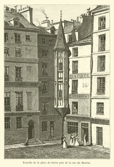 ムートン通り近くのグレーブ広場の砲塔 作： French School