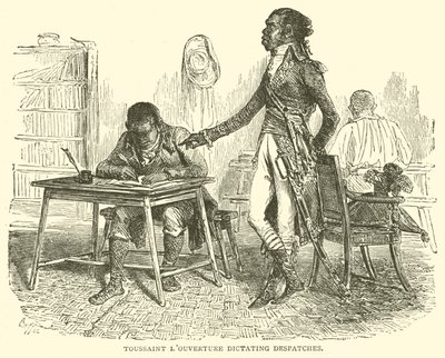デスパッチを口述するトゥーサン・ローヴェルチュール（銅版画 作： French School