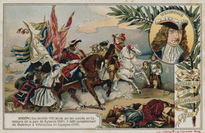 ビリャビシオサの戦いを描いた画像付きのトレードカード 作： French School