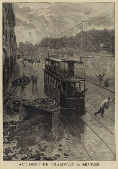 フランス、セーヴルでの路面電車事故、1897年 作： French School