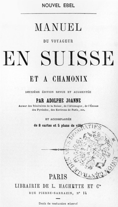 アドルフジョアンヌによるスイスとシャモニーの旅行者向けハンドブック、アシェット、パリ、c.1880 作： French School
