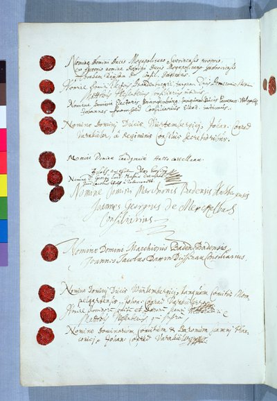 1648年10月24日ミュンスターで署名されたウエストファーレン条約（212750を参照） 作： French School
