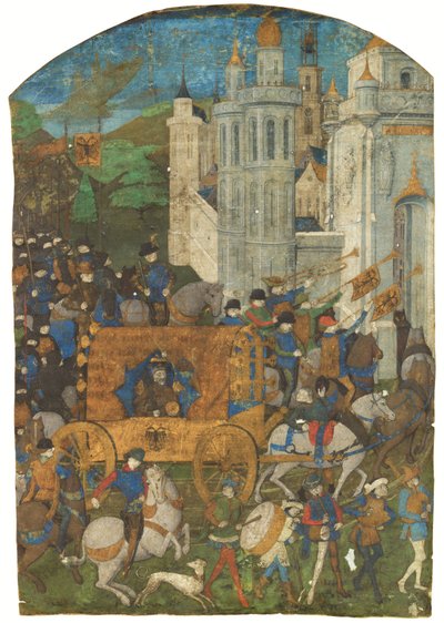 写本から切り出された神聖ローマ皇帝の凱旋行列、ルーアン、15 世紀の第 3 四半期 作： French School